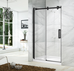 Portes de douche coulissantes à coulisses noires à l'hôtel Matte Matte (HC420-FR)